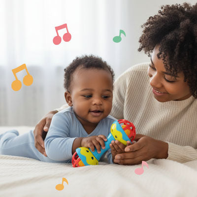 HOCHET BEBE DOUBLE TETE AVEC POIGNET BLUE CIEL 2